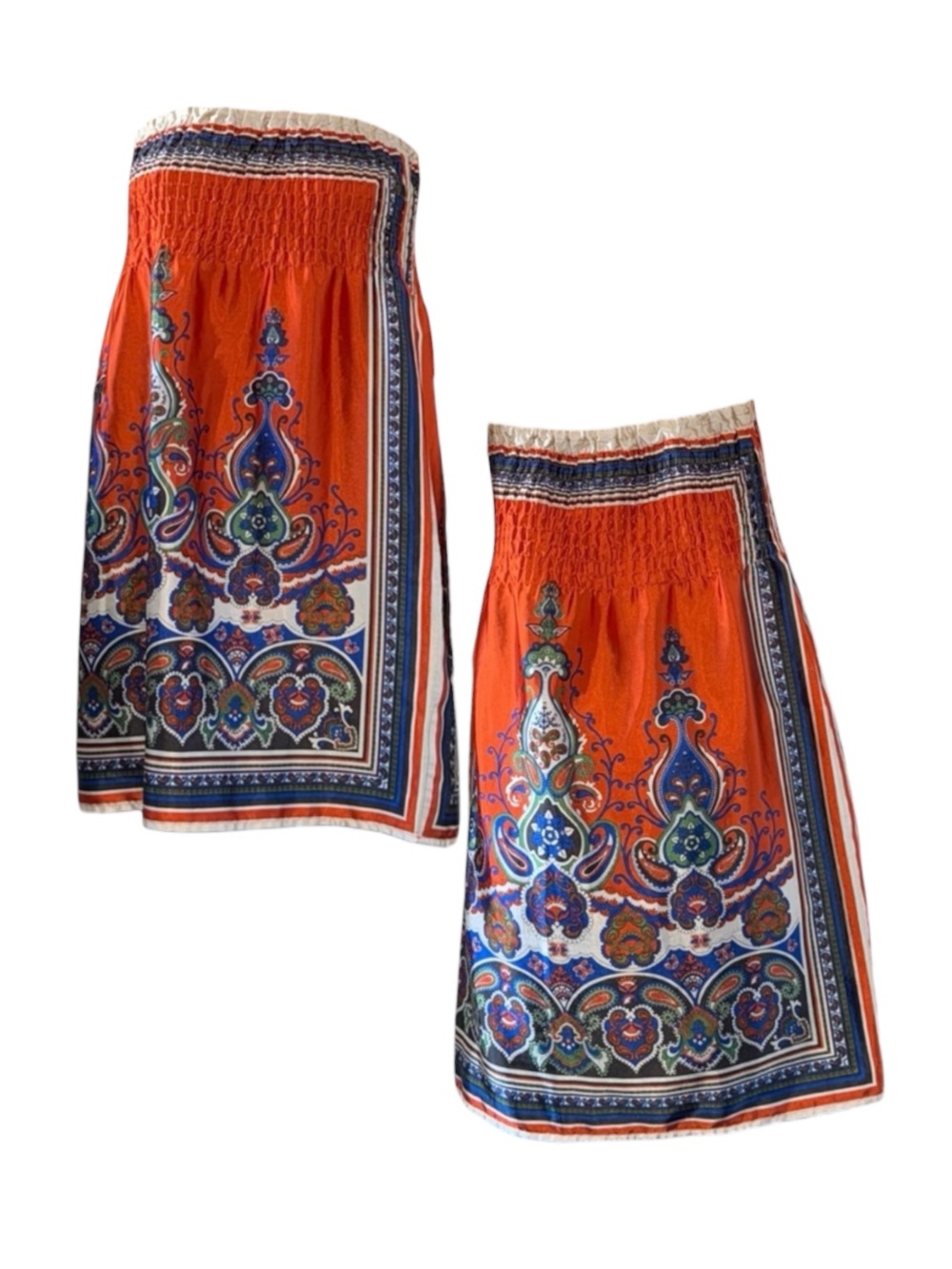 Orange Strapless Boho Dress